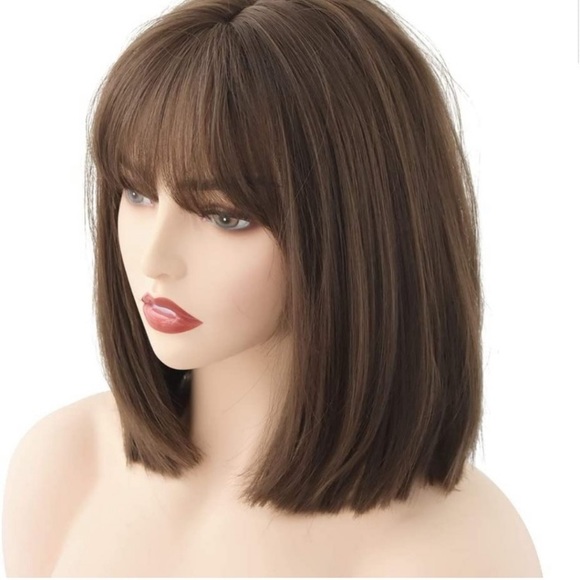 NEW Short Straight Bob hair Bangs Ombre Wig main image 4